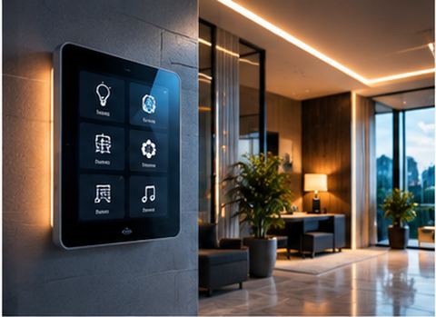 Gebäudesystemtechnik – Smart-Home-Bedienpanel an der Wand